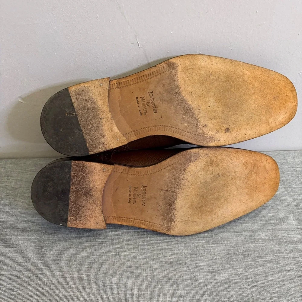 Johnston & Murphy Dress Shoes Mens 10 Brown‎ Cellini Cap Toe Brogue Oxfords